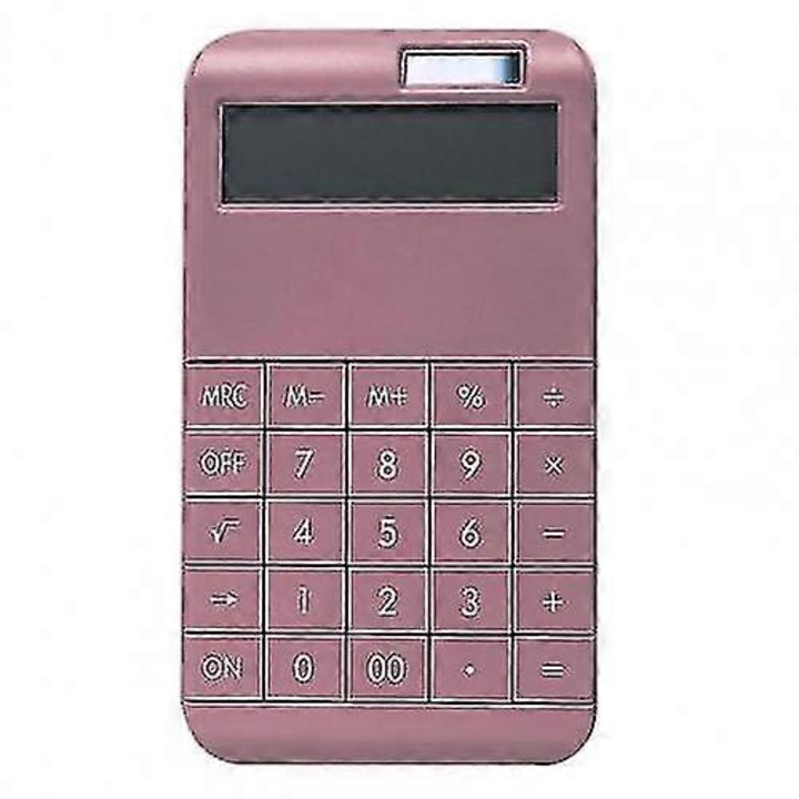 Соларен калкулатор K0548-260826-DC-1590, 12 цифри, пластмасов, джобен, розов