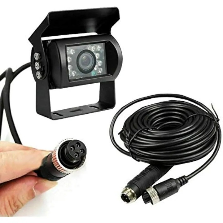 Camera de mers inapoi pentru camion, camera video cu vedere din spate, fara ghid, suport pentru viziune nocturna, impermeabil, cu 4 pini, conector, cablu pentru autobuz, RV, camion, remorca, greutati mari
