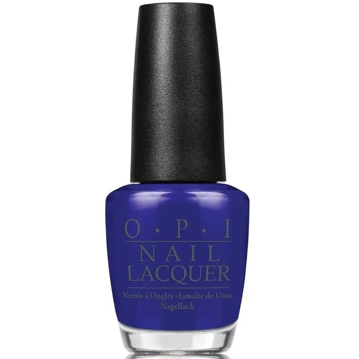 Lac de unghii OPI My Car Has Navy-Gation (Brights Collection 2015, OPI-NLA76), albastru inchis cu sclipici fin, 15 ml
