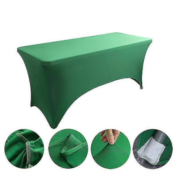Spandex elasztikus asztalterítő, K0548-260826-DC-3508 modell, lábzsebekkel, gyűrődés- és foltálló, téglalap alakú asztalhoz, 4 ft