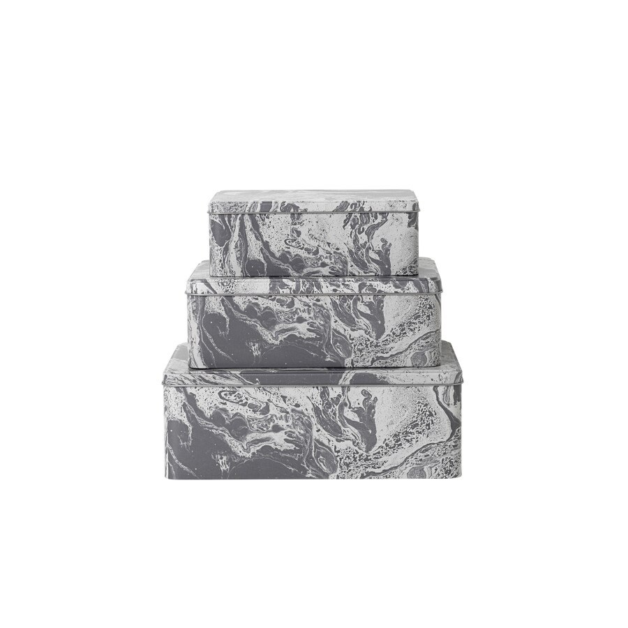Set cutii metalice cu aspect marmorat, fermLIVING