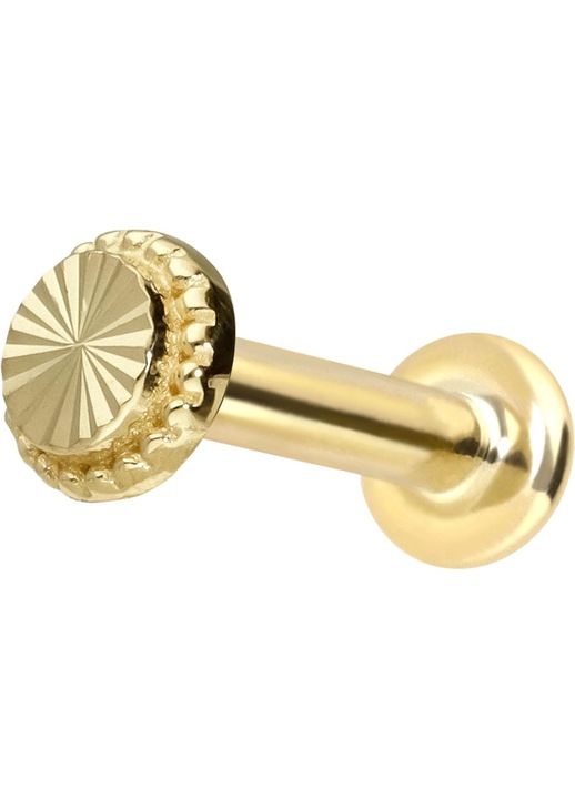 Labret Aur 14K cu Disc Push Fit - Auriu, Diverse Marimi