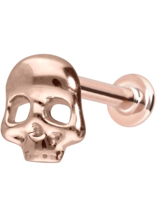 Labret Aur 14k cu Cap Skull, Aur Roz 585