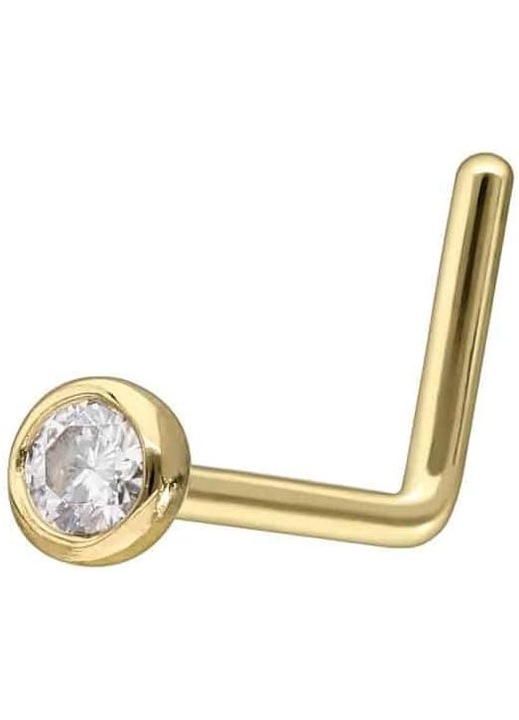 Pin Nas L-Shape Aur 14/18K cu Moissanite Incastrat - Auriu
