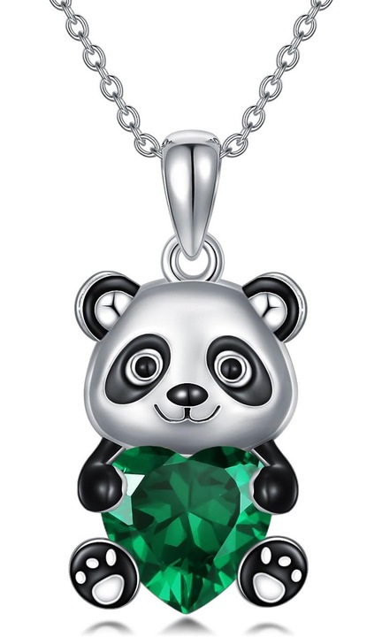 Panda Medál Nyaklánc Születési Kővel - 925 Ezüst