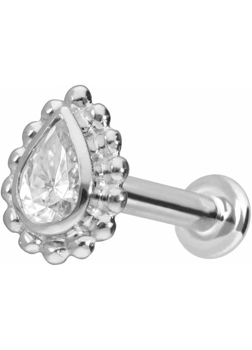 Labret Aur 14K cu Filet Interior, Piatra Moissanit, 585 Aur