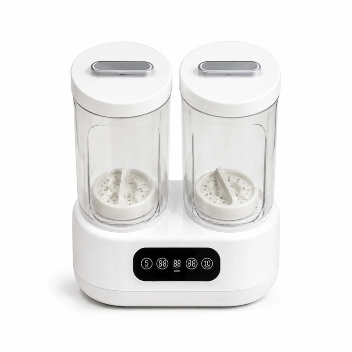 Mini Masina de Spalat Portabila cu 2 Cuve, Display Digital, Alb