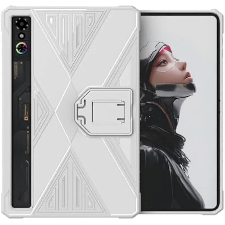 Husa de protectie pentru RedMagic Astra/Tablet 3 Pro, husa flexibila din TPU cu colturi cu perna de aer, suport pliabil incorporat, subtire si usoara, protectie anti-zgarieturi si socuri (alb)