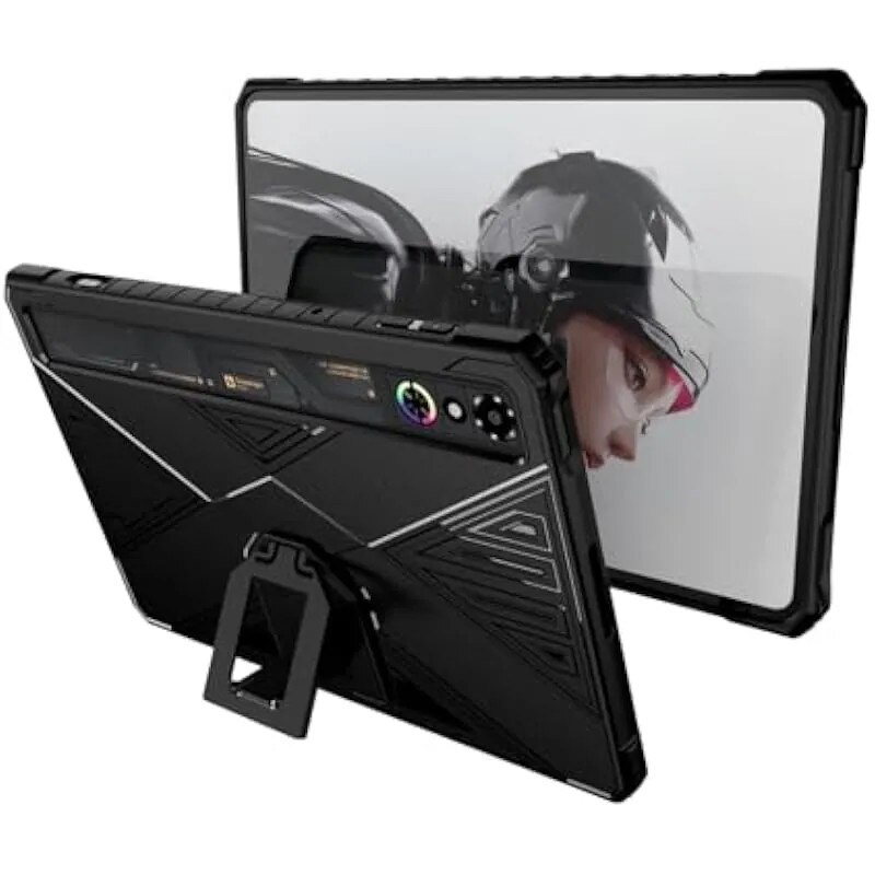 Husa de protectie pentru RedMagic Astra/Tablet 3 Pro, husa flexibila din TPU cu colturi cu perna de aer, suport pliabil incorporat, subtire si usoara, protectie anti-zgarieturi si socuri (alb)
