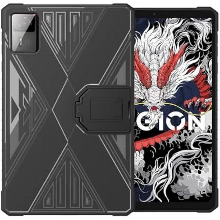 Husa de protectie cu suport pentru Lenovo Legion Y700 (2025) a 4-a generatie, husa flexibila pentru tablete TPU cu perna de aer, protectie anti-zgarieturi si caderi (gri)
