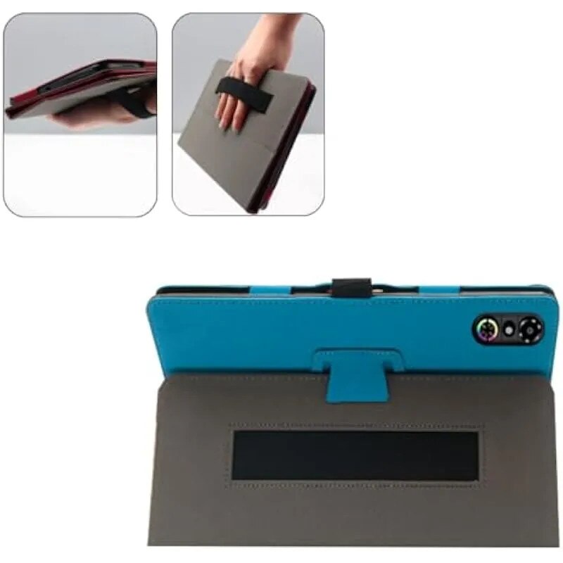 Husa de protectie pentru RedMagic Astra 9, 06 inch, husa din piele PU cu acoperire completa, suport pliabil cu curea de mana, carcasa subtire si usoara (albastru deschis)