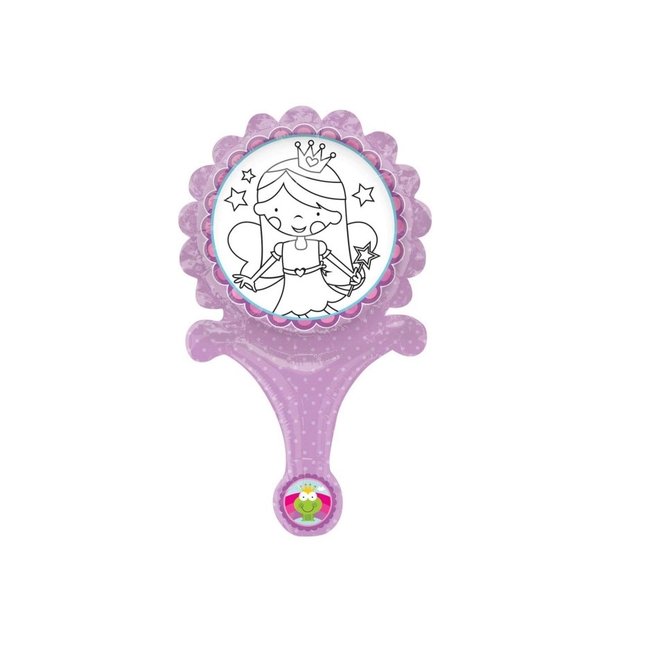 Balon mini folie Inflate-a-Fun Princess, cu accesorii pentru colorat, Amscan 35020, set 3 bucati
