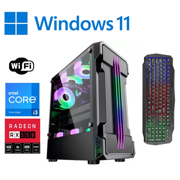 PC за игри JUNIOR OK 3-7 години Intel ® I3 4130, Видео ATI Radeon® RX 550 4GB RAM, 16 GB RAM, 500GB Hdd, грз