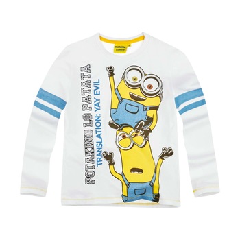 Bluza baieti Minions alb 8 ani, 128 cm Bluza baieti Minions alb 8 ani, 128 cm