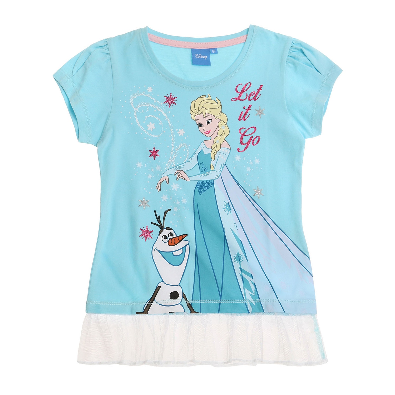 Tricou fete Disney Frozen cu tulle bleu, 8 ani, 128 cm