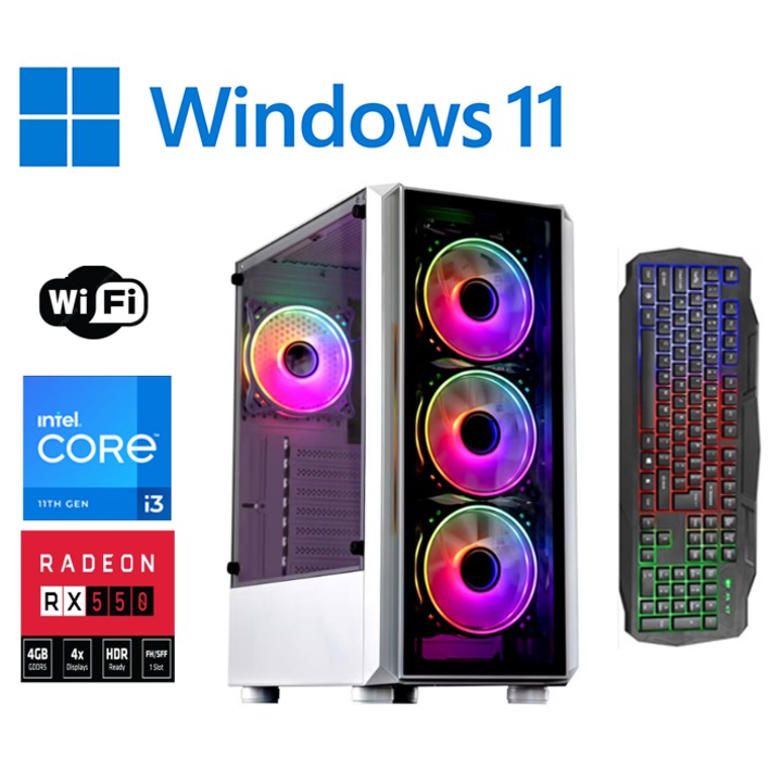 PC за игри JUNIOR OK 3-7 години Intel ® I3 4130, Видео ATI Radeon® RX 550 4GB RAM, 16 GB RAM, 500GB Hdd, ntb