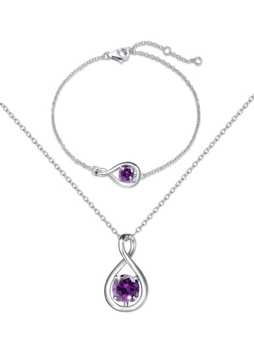 Set Colier si Bratara Infinit Argint 925 cu Piatra de Nastere