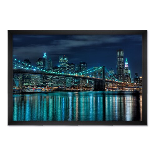 Tablou Inramat - Oras, Arhitectura, America, New York, Pod, Cladiri, Ocean, Rama Neagra, 60 x 90 cm