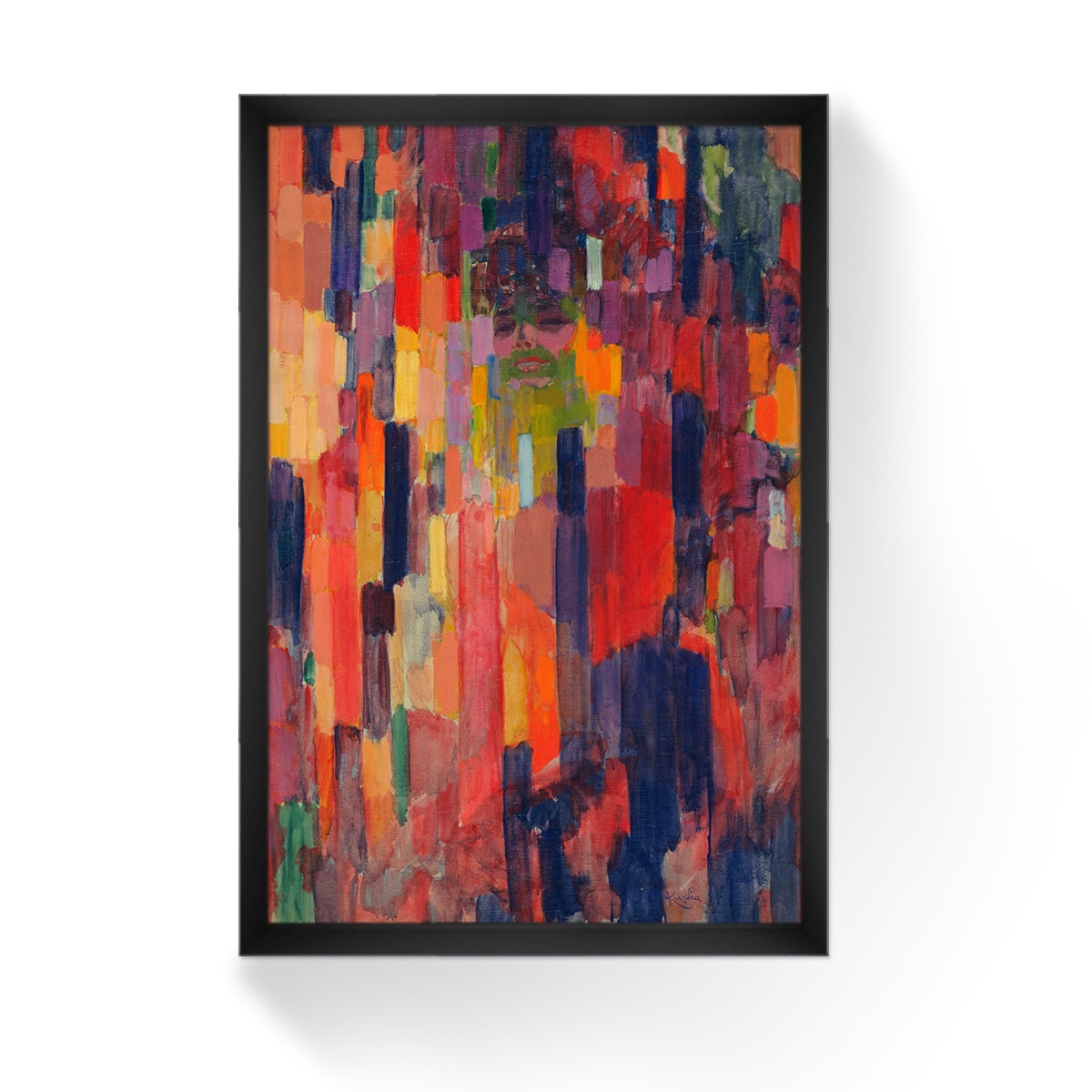 Tablou Inramat - Doamna Kupka printre Verticale, František Kupka, Rama Neagra, 60 x 90 cm