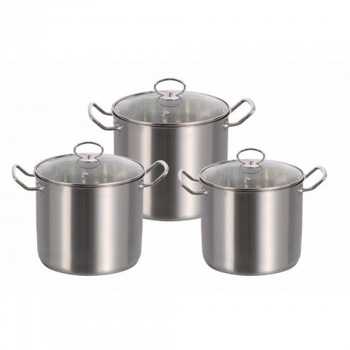 Set de oale din inox cu 6 piese, 7, 9, 11 Litri, fund 3 straturi Set de oale din inox cu 6 piese, 7, 9, 11 Litri, fund 3 straturi