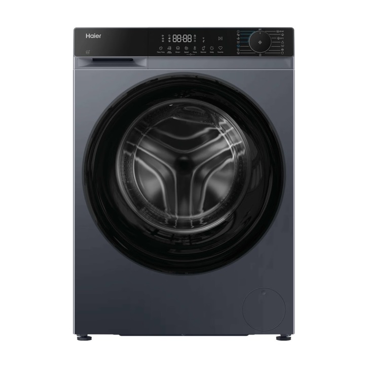 Masina de spalat rufe Haier HW90-BP14357GTUS, Aburi, Refresh, Wi-Fi, Smart Dual Spray, AI Power Drive Inverter, Tambur XL, Start intarziat 24h, 9 kg, 1400 rpm, Clasa A, Gri inchis