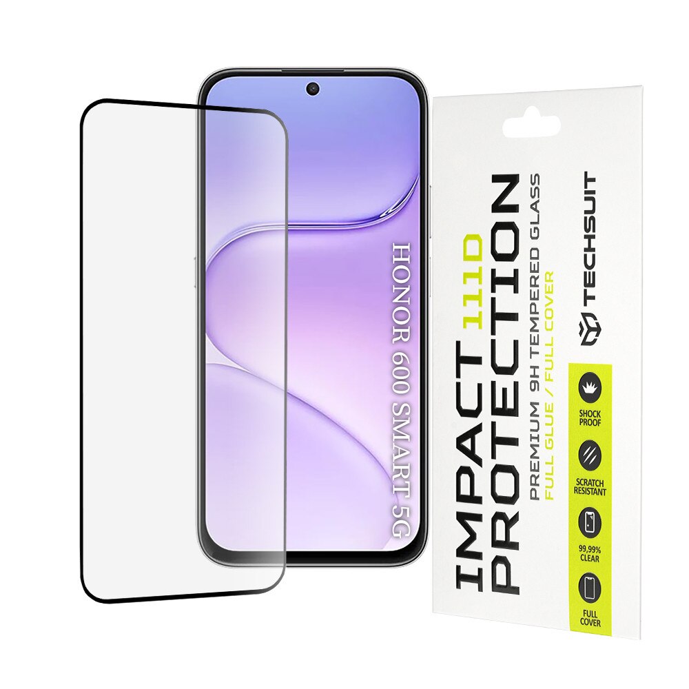 Techsuit - 111D Full Cover / Full Glue Glass - Honor 600 Smart - Black