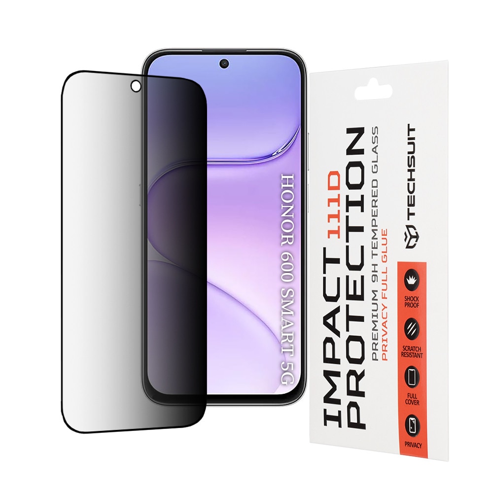 Techsuit - 111D Privacy Full Glue - Honor 600 Smart - Black