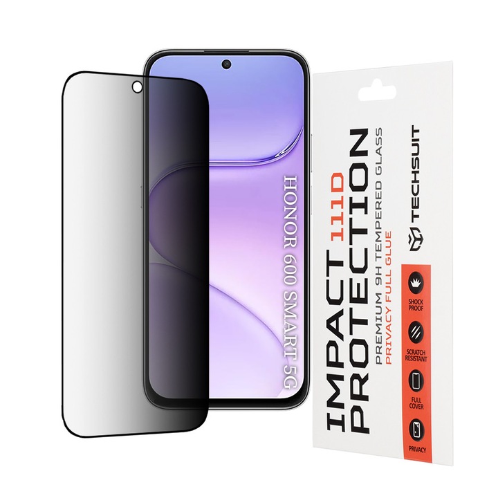 Techsuit - 111D Privacy Full Glue - Honor 600 Smart - Black