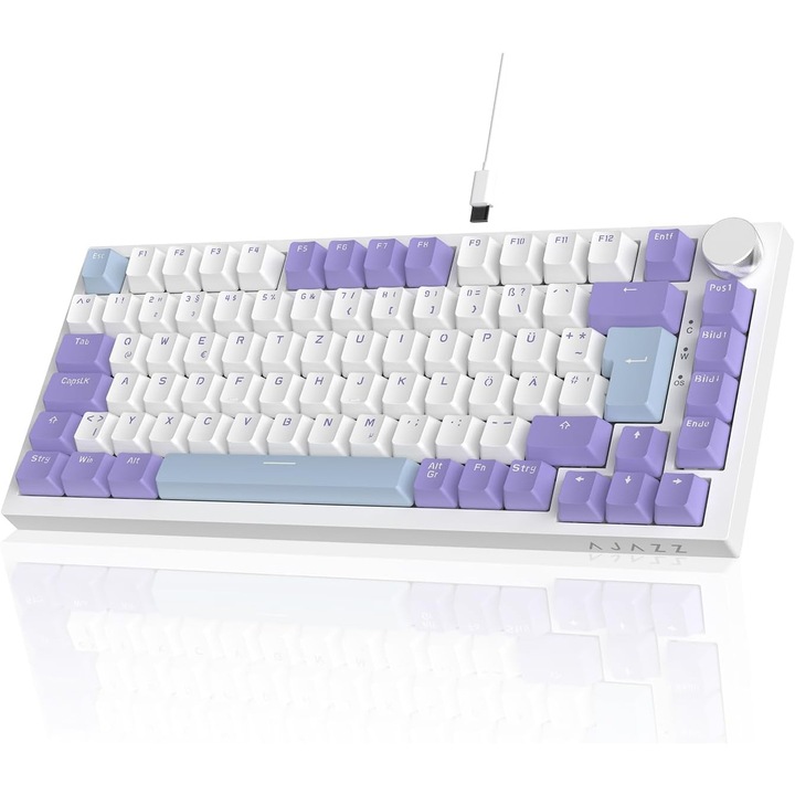 Механична клавиатура AJAZZ AK820, 75%, QWERTZ, RGB, Hot-Swap, Бутон за сила на звука