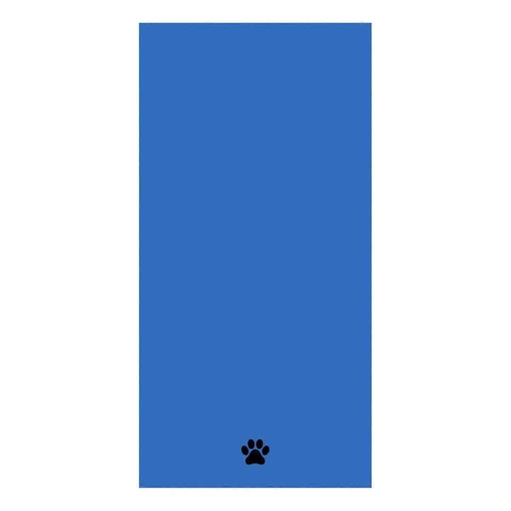 Prosop pentru animale de companie din microfibra superabsorbant, imprimeu laba, albastru, 35 x 75 cm / 50 x 100 cm