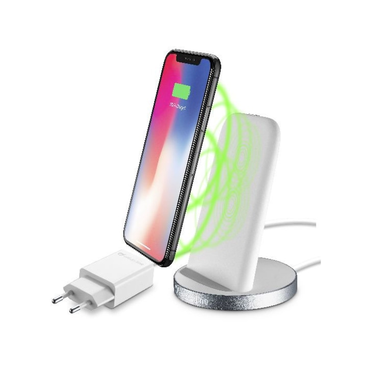 Безжично зарядно Cellularline 220V за iPhone, Стойка, Adaptive