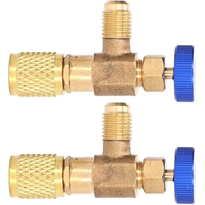 SAE 1/4 hűtőközeg töltőtömlő adapter készlet R22/R404A/R407C-hez biztonsági szelepekkel - 2 db-os AC hűtő szerszámcsomag