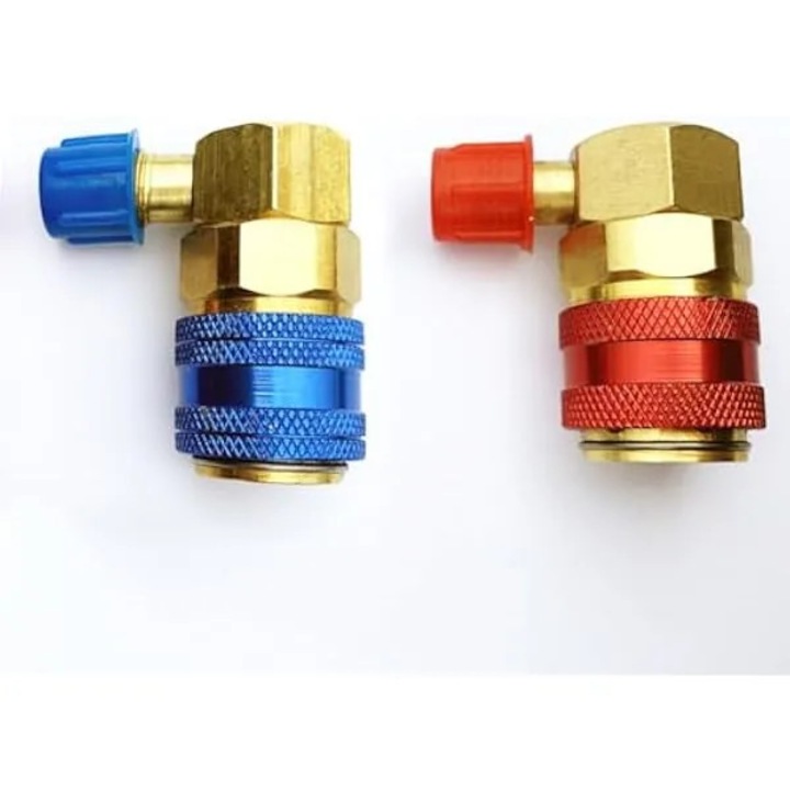 R134a AC gyorscsatlakozó adapterek 1/4" SAE apa hollander magas és alacsony freon mérőóra átalakító tömlőkészlet autóipari HVAC AC rendszerhez L-stílusban