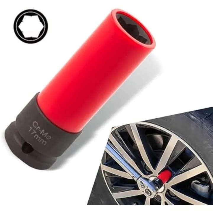 Autókerék csőkulcs készlet, 1 db 3 "39" és 17 mm-es lopásgátló csőkulcs, piros és fekete