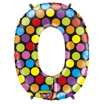 Balon folie cifra 0 imprimat cu buline 95 cm Balon folie cifra 0 imprimat cu buline 95 cm