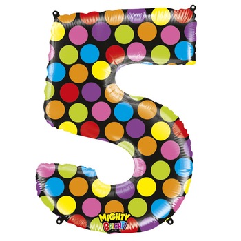 Balon folie cifra 5 imprimat cu buline 95 cm Balon folie cifra 5 imprimat cu buline 95 cm