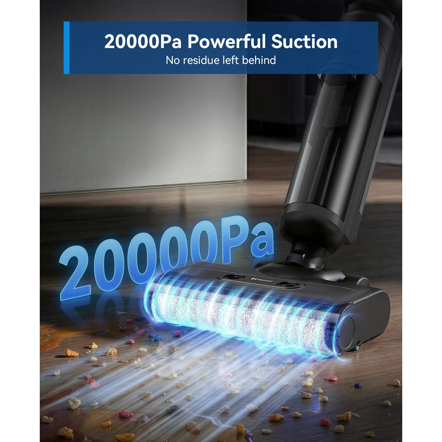 Aspirator umed-uscat fara fir, W13SE, 20000Pa putere de aspiratie, mop electric pentru pardoseala cu autocuratare, filtru HEPA, ecran LCD, autonomie 75 min