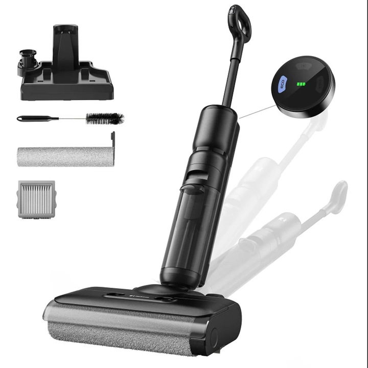 Aspirator umed-uscat fara fir, W13SE, 20000Pa putere de aspiratie, mop electric pentru pardoseala cu autocuratare, filtru HEPA, ecran LCD, autonomie 75 min