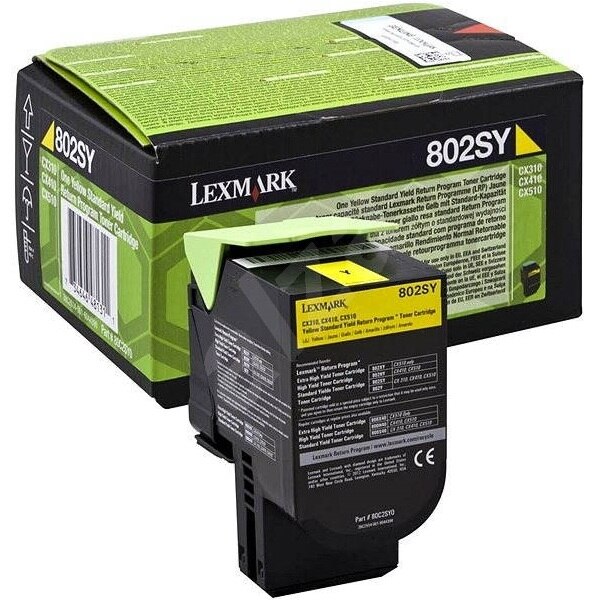 Cartus Toner original 80C2SY0 (802SY), Yellow, 2000 pagini, pentru Lexmark CX310n, CX310dn, CX410e, CX410de, CX410dte, CX510de, CX510dhe, CX510dthe