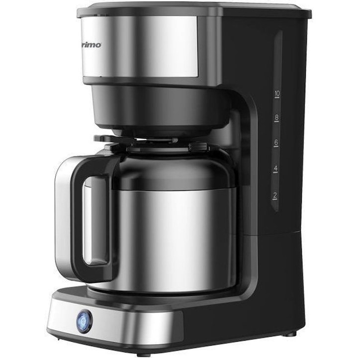 Cafetiera cu filtru Primo PRCM-40581, cana termo din otel inoxidabil 1.2 L (10 cesti), negru/inox