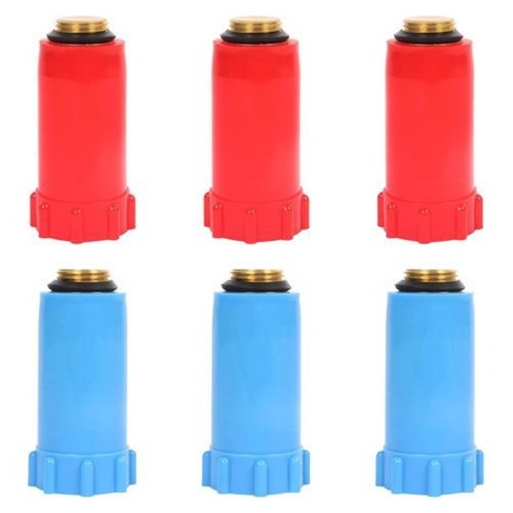 Dopuri pentru conducte 1/2" MA-K0446-0828-668, filet din alama, garnitura de cauciuc, rosu/albastru, 6 buc.