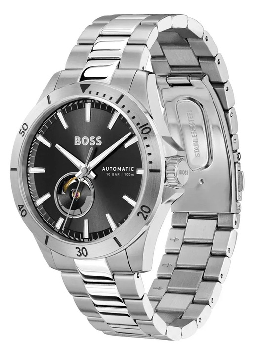 Мъжки часовник Hugo Boss Troper Automatic 1514202, Сребрист / Черен