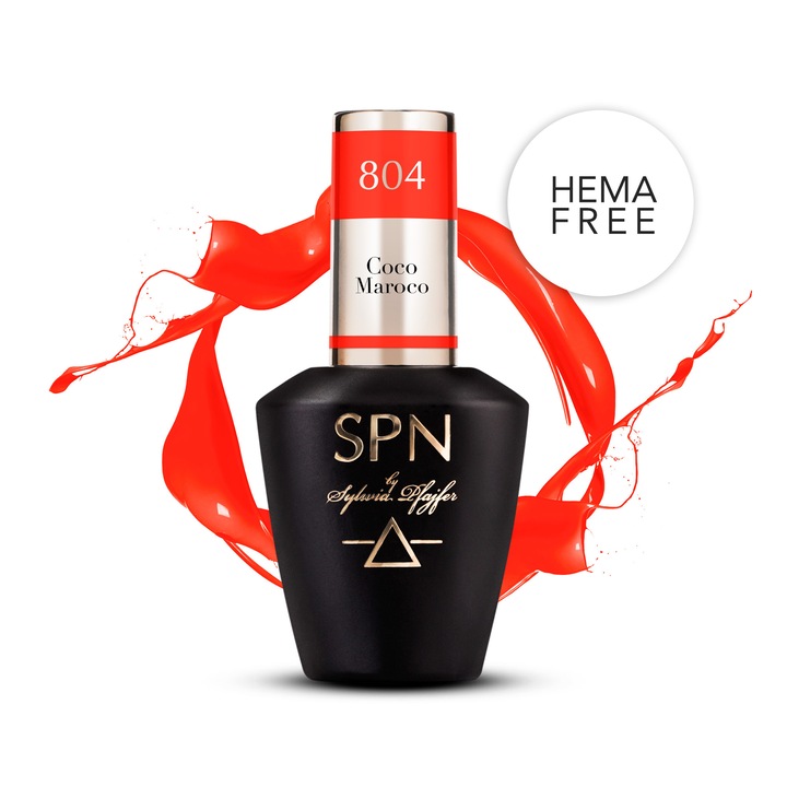 Lac semipermanent SPN Nails Coco Maroco 804 UV LaQ, rosu intens, HEMA-free, 8 ml, cod 005-008-804