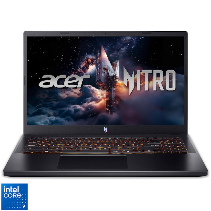 Laptop Gaming Acer Nitro V 15 ANV15-52-99FP, Intel Core 9 270H până la 5.8GHz, 15.6" FHD, 16GB, SSD 512GB, NVIDIA GeForce RTX 5060 8GB, Free Dos, Obsidian Black — imaginea 2