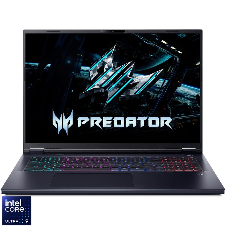 Laptop Gaming Acer Predator Helios Neo 18 AI PHN18-I71-97WV cu procesor Intel® Core™ Ultra 9 290HX Plus pana la 5.5GHz, 18" WQXGA, IPS, 240Hz, 32GB DDR5 RAM, 1TB SSD, NVIDIA® GeForce RTX™ 5080 16GB GDDR7, No OS, Obsidian Black