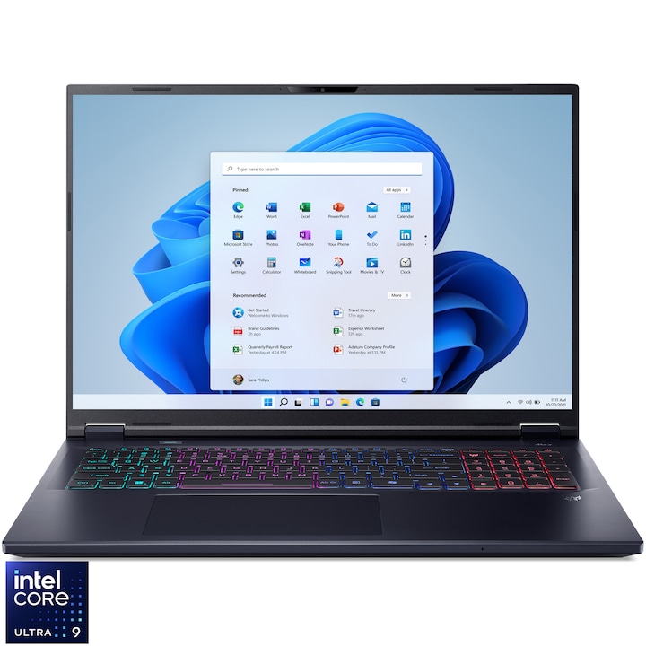 Laptop Gaming Acer Predator Helios Neo 18 AI PHN18-I71-97VF cu procesor Intel® Core™ Ultra 9 290HX Plus pana la 5.5GHz, 18" WQXGA, IPS, 240Hz, 32GB DDR5 RAM, 1TB SSD, NVIDIA® GeForce RTX™ 5080 16GB GDDR7, Windows 11 Pro, Obsidian Black