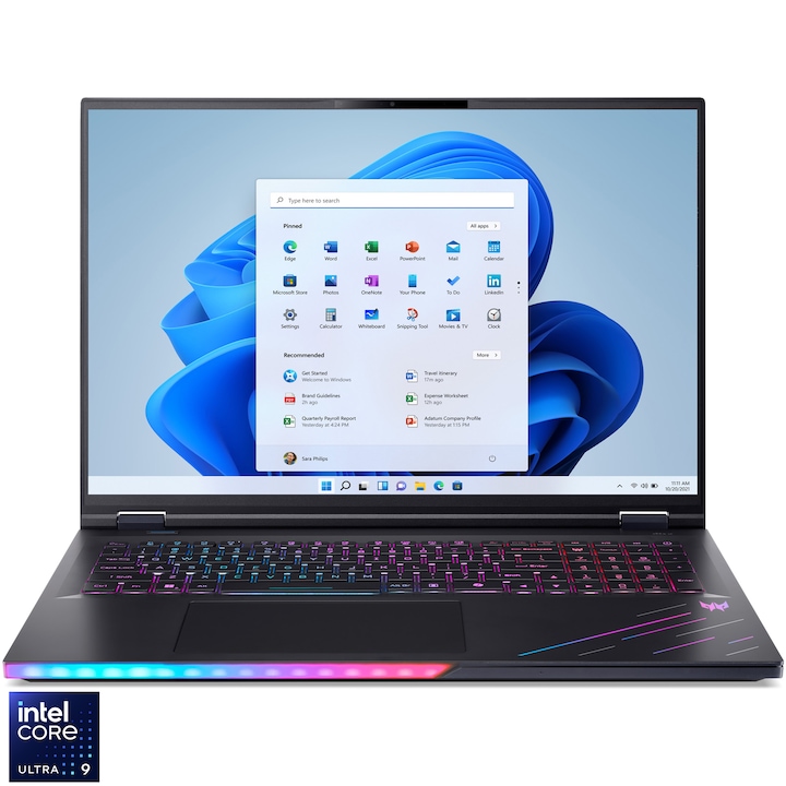 Laptop Gaming Acer Predator Helios 18 AI PH18-I71-99R9 cu procesor Intel® Core™ Ultra 9 290HX Plus pana la 5.5GHz, 18" WQUXGA, Mini LED, 120Hz, 64GB DDR5 RAM, 2TB SSD, NVIDIA® GeForce RTX™ 5090 24GB GDDR7, Windows 11 Pro, Abyssal Black