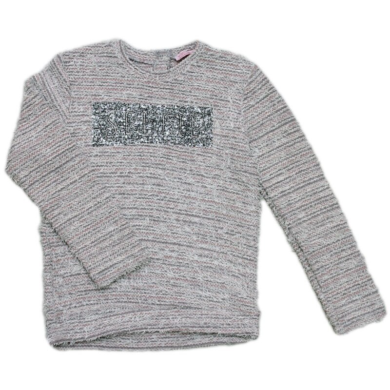 Pulover fete Selfie, Roz/Gri