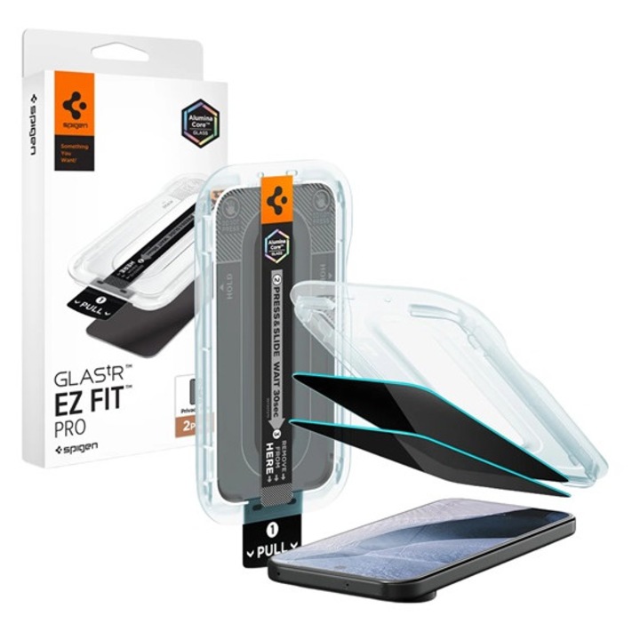 Spigen ez fit pro képernyővédő üveg 2db, 2.5d, betekintés védelem, 0.2mm, 9h + segédkeret, átlátszó, kompatibilis: Google Pixel 11