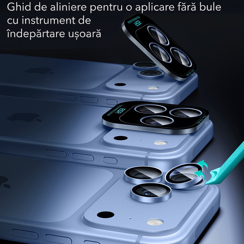 Folie protectie camera pentru Apple iPhone 18 Pro / iPhone 18 Pro Max ESR Armorite Camera Lens Protectors, Instalare usoara, Calitate Premium, Albastru